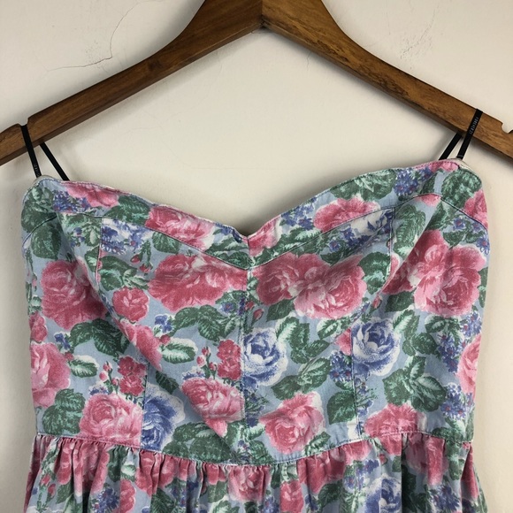 Forever 21 Strapless Chambray Floral Mini Dress - Picture 2 of 8